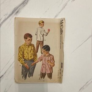 Vintage 1950s McCall’s #4285 Sewing Pattern for Boys' Shirts